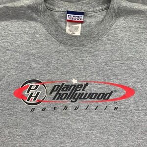 Vintage 90s Planet Hollywood Nashville Tee Gray Logo Casual Streetwear Shirt XL